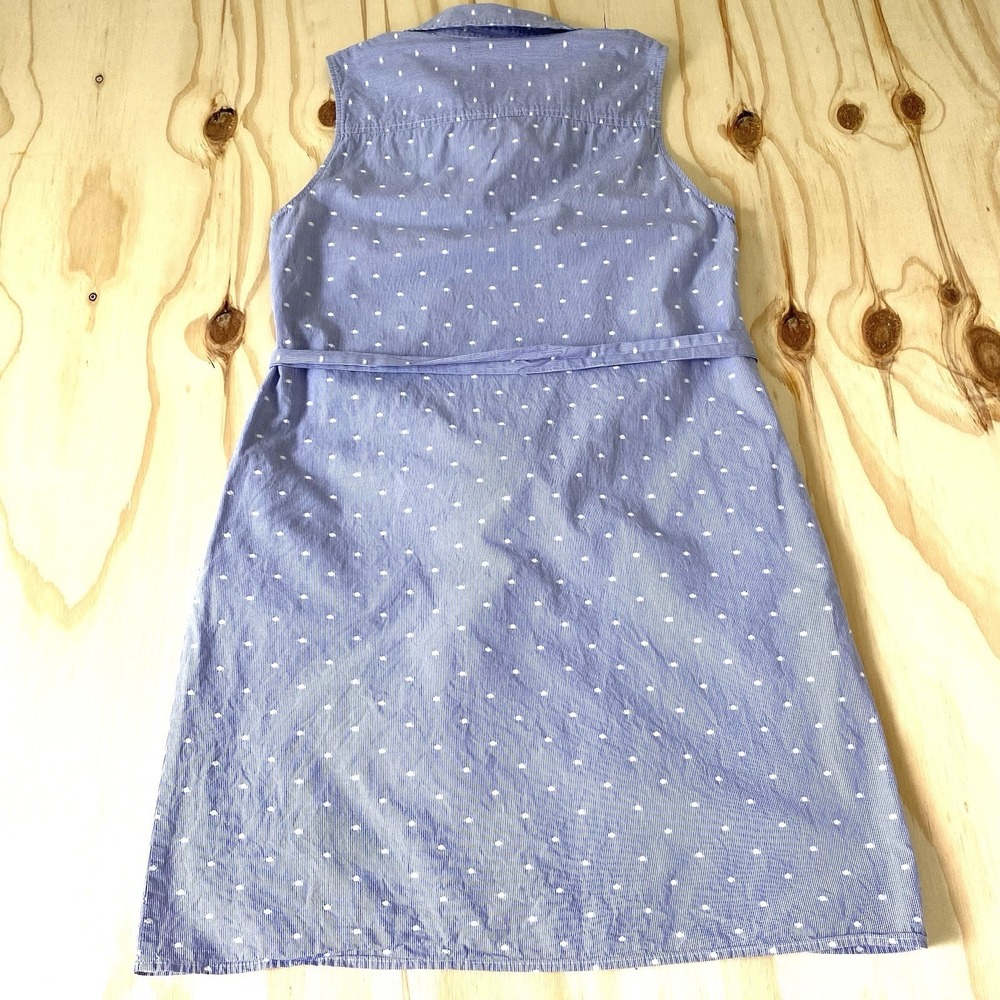 Tommy Hilfiger Blue White Gingham Polka Dot Tie Waist Shirt Dress Size 8 - Picture 2 of 11